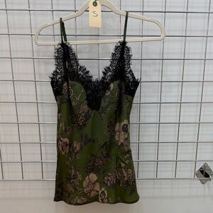 Silk Botanical Lace Trim Cami